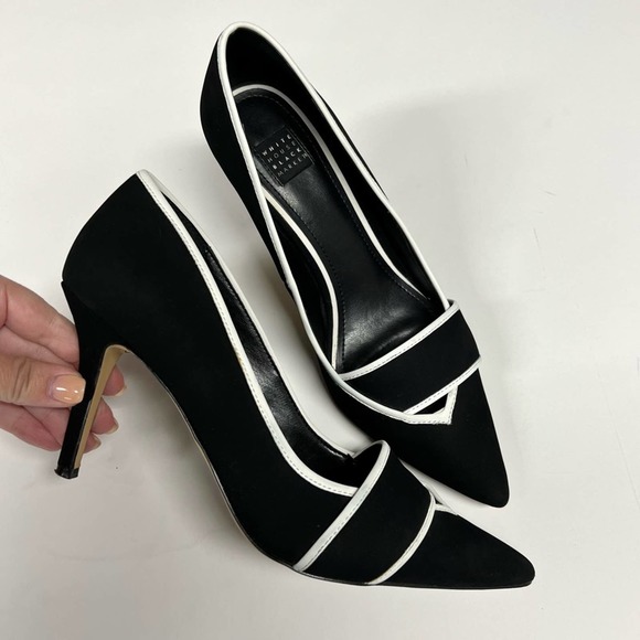 White House Black Market Shoes - White House Black Market | Black & White Suede Heels